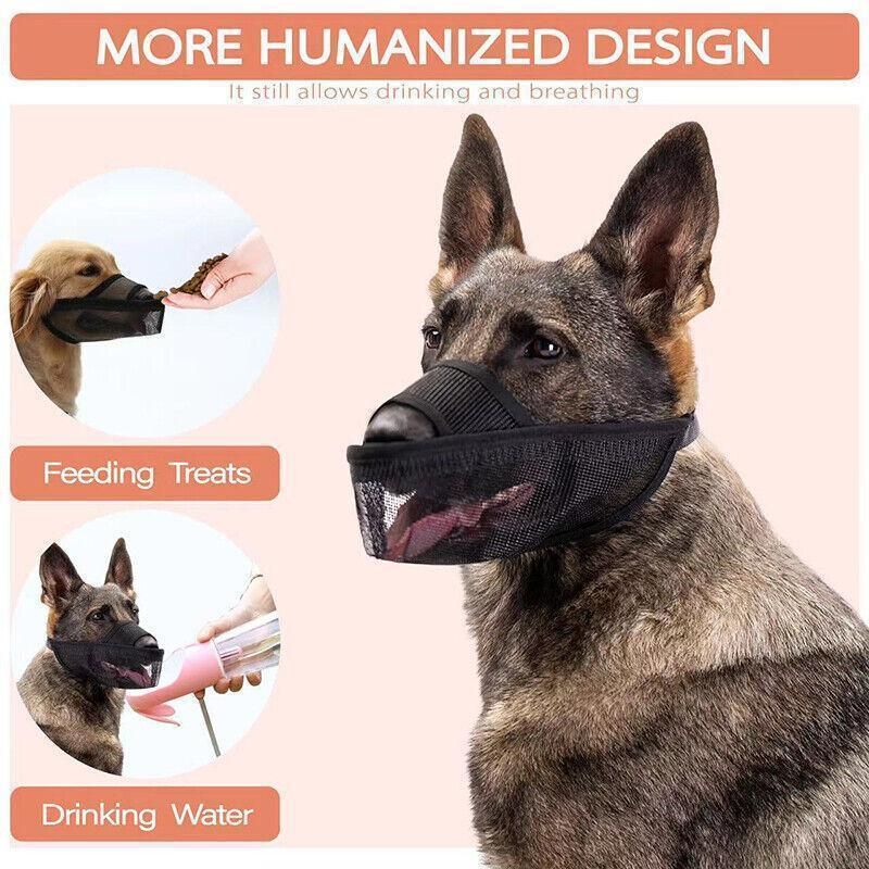 Adjustable XL Size Pet Dog Mask Mouth Muzzle Anti Barking Bite Stop Chewing Mask - Black