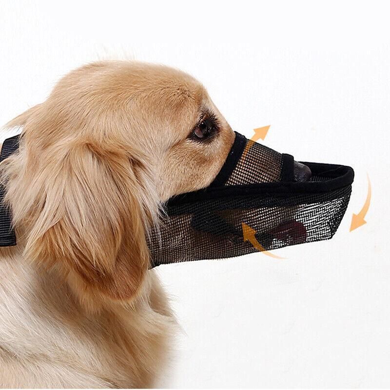 Adjustable XL Size Pet Dog Mask Mouth Muzzle Anti Barking Bite Stop Chewing Mask - Black