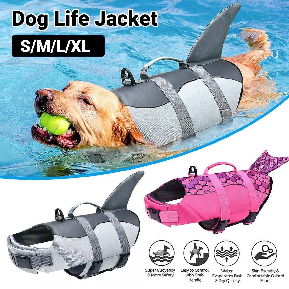 Pet Life Jacket Dog Swim Vest Outdoor Water Gear for Summer Swimming Activities - Grey XL
