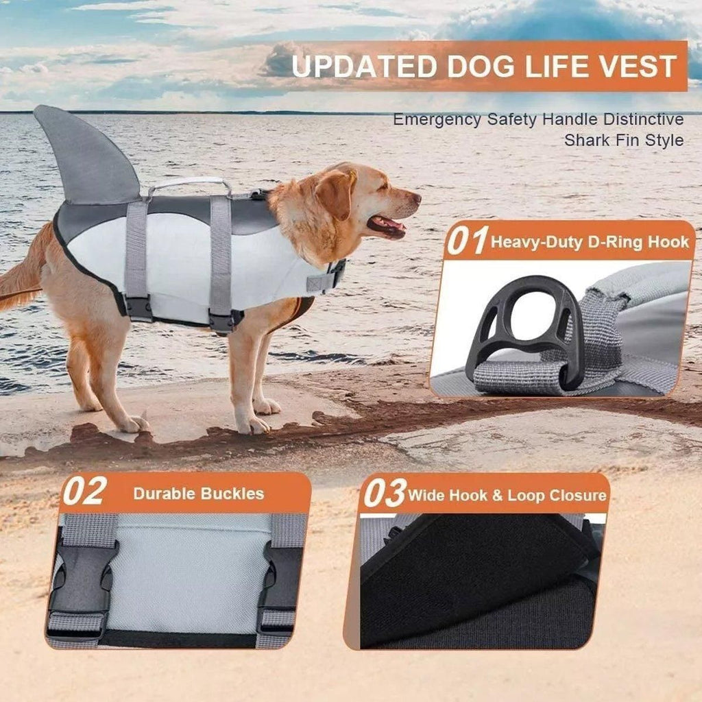Pet Life Jacket Dog Swim Vest Outdoor Water Gear for Summer Swimming Activities - Grey XL