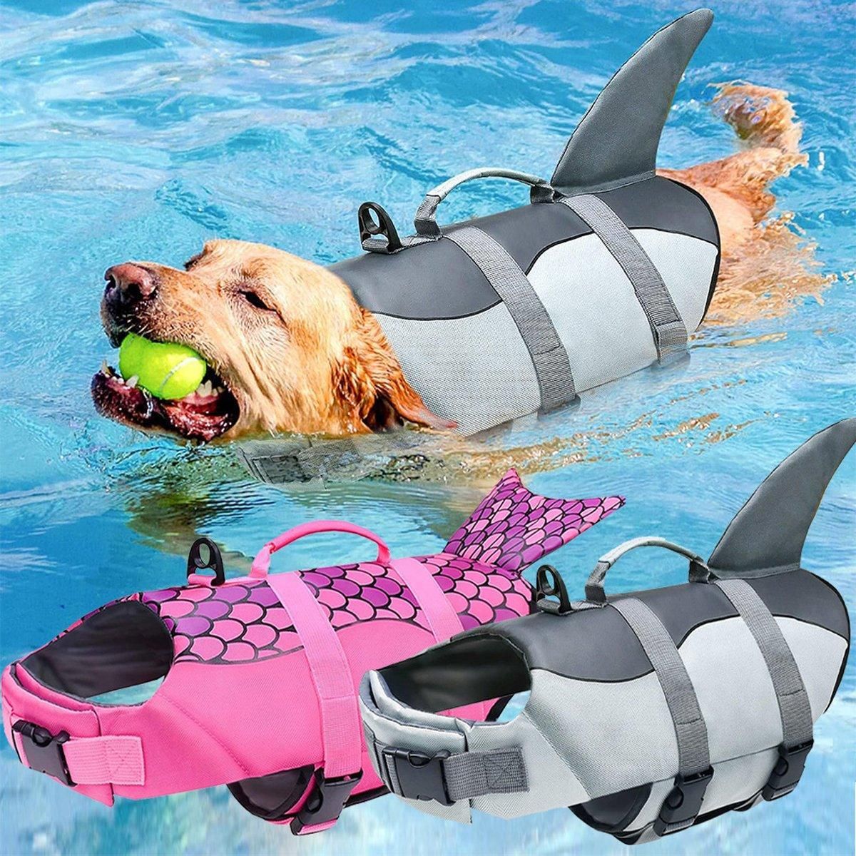 Pet Life Jacket Dog Swim Vest Outdoor Water Gear for Summer Swimming Activities - Grey XL