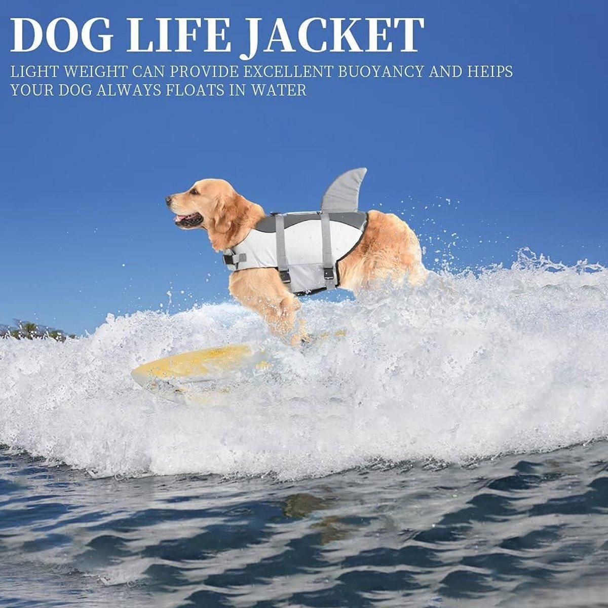 Pet Life Jacket Dog Swim Vest Outdoor Water Gear for Summer Swimming Activities - Grey XL