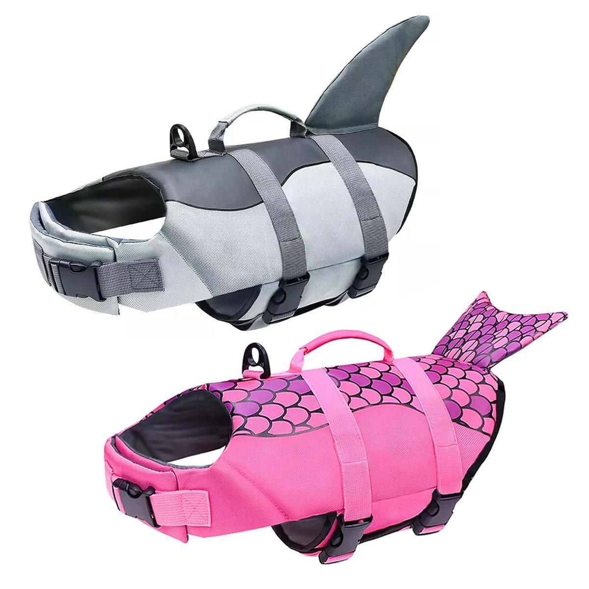 Pet Life Jacket Dog Swim Vest Outdoor Water Gear for Summer Swimming Activities - Grey XL