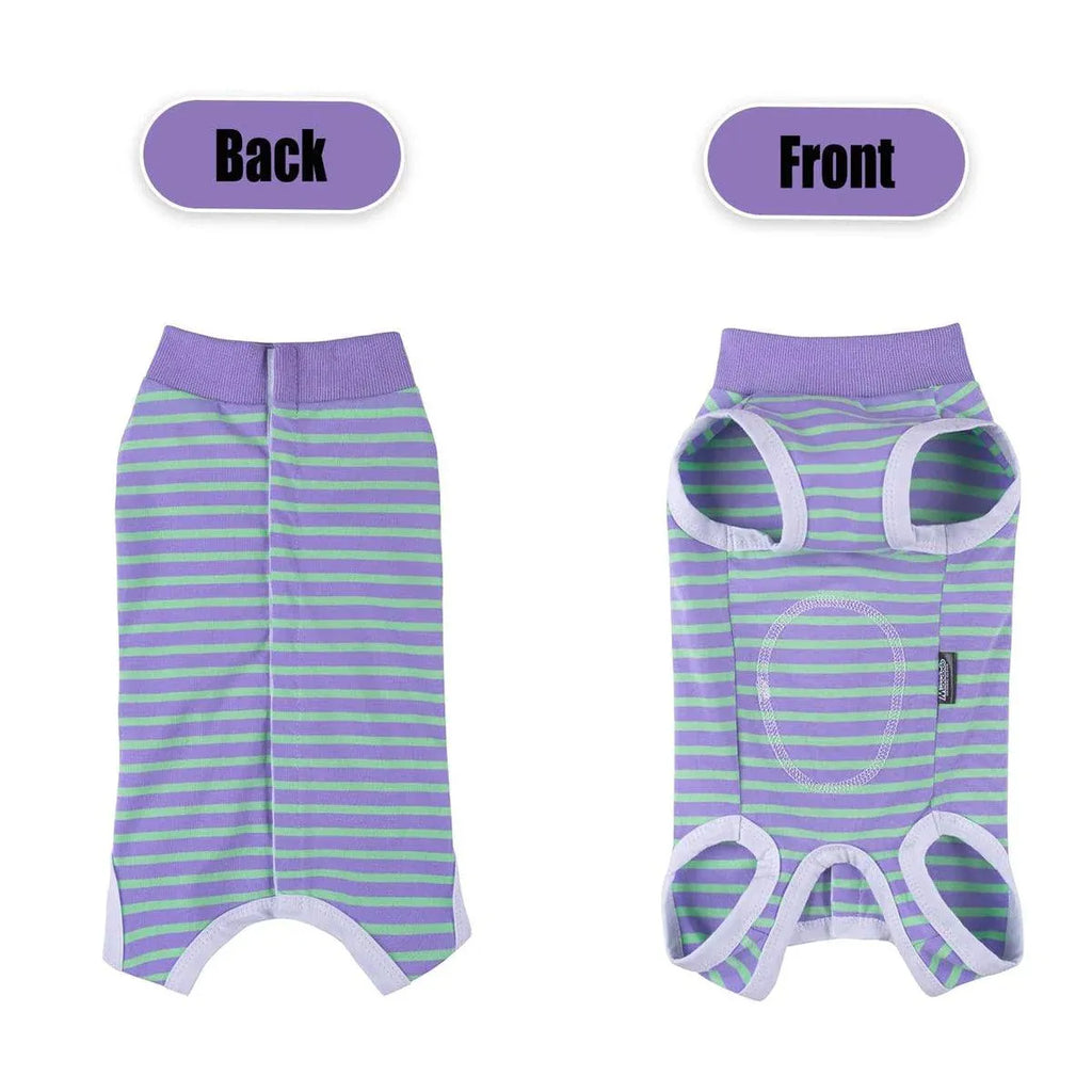 Striped Dog Clothes Belly Protector Vest Tummy Wrap Shirt for Small Dogs Puppies - Grey-XXL