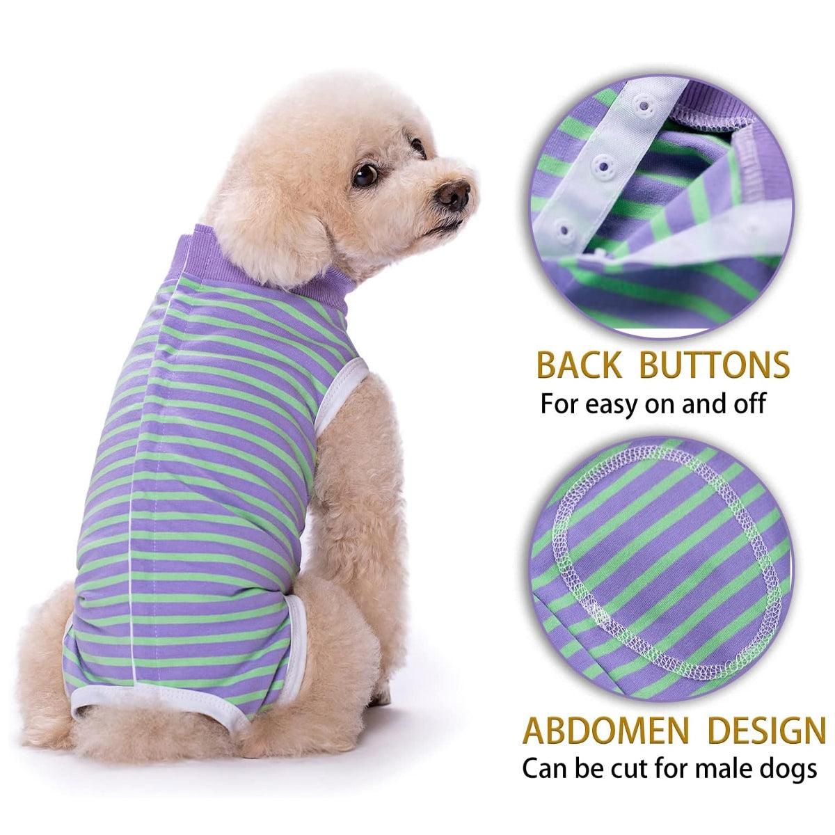 Striped Dog Clothes Belly Protector Vest Tummy Wrap Shirt for Small Dogs Puppies - Grey-XXL