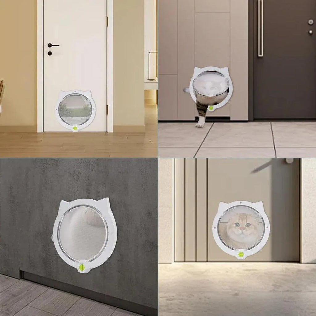 Cat Ear Pet Door for Cats and Dogs Easy In and Out Access Durable Pet Supplies - White