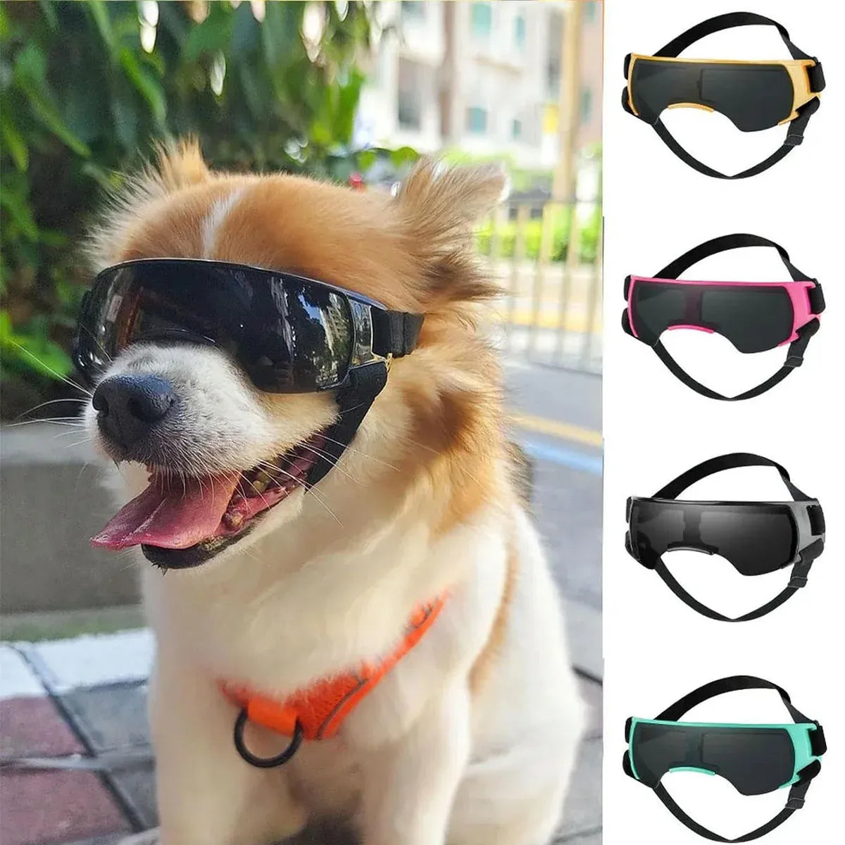 Pet Dog Sunglasses Goggles UV Eye Shield for Small Dogs Outdoor Travel Sunshade - Black