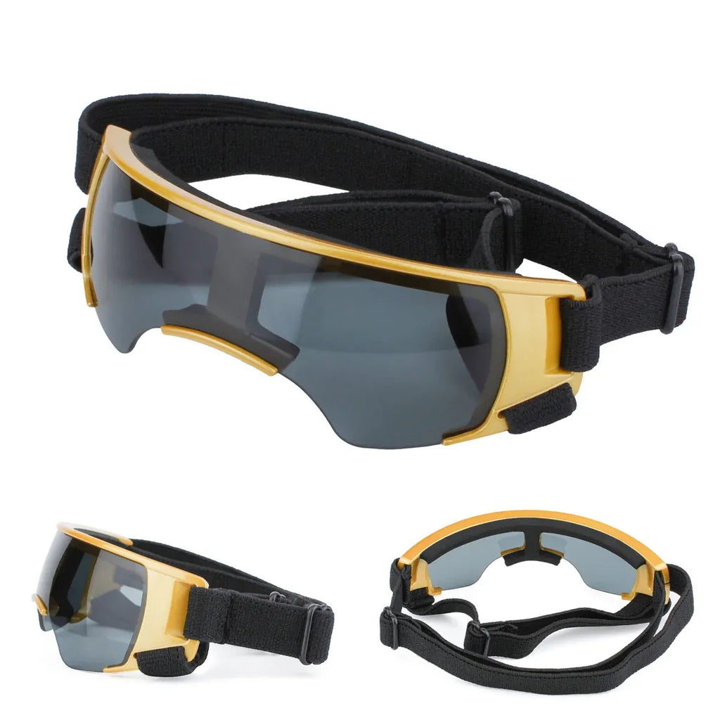 Pet Dog Sunglasses Goggles UV Eye Shield for Small Dogs Outdoor Travel Sunshade - Gold