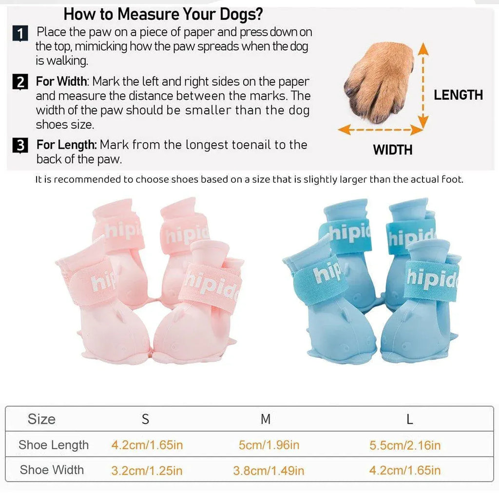 4pcs Cartoon Pet Rain Boots Waterproof Non-Slip Wear-Resistant Shoes for Dogs - Blue - L