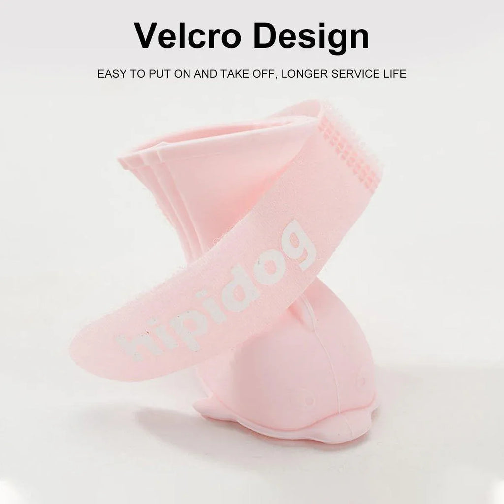 4pcs Cartoon Pet Rain Boots Waterproof Non-Slip Wear-Resistant Shoes for Dogs - Blue - L