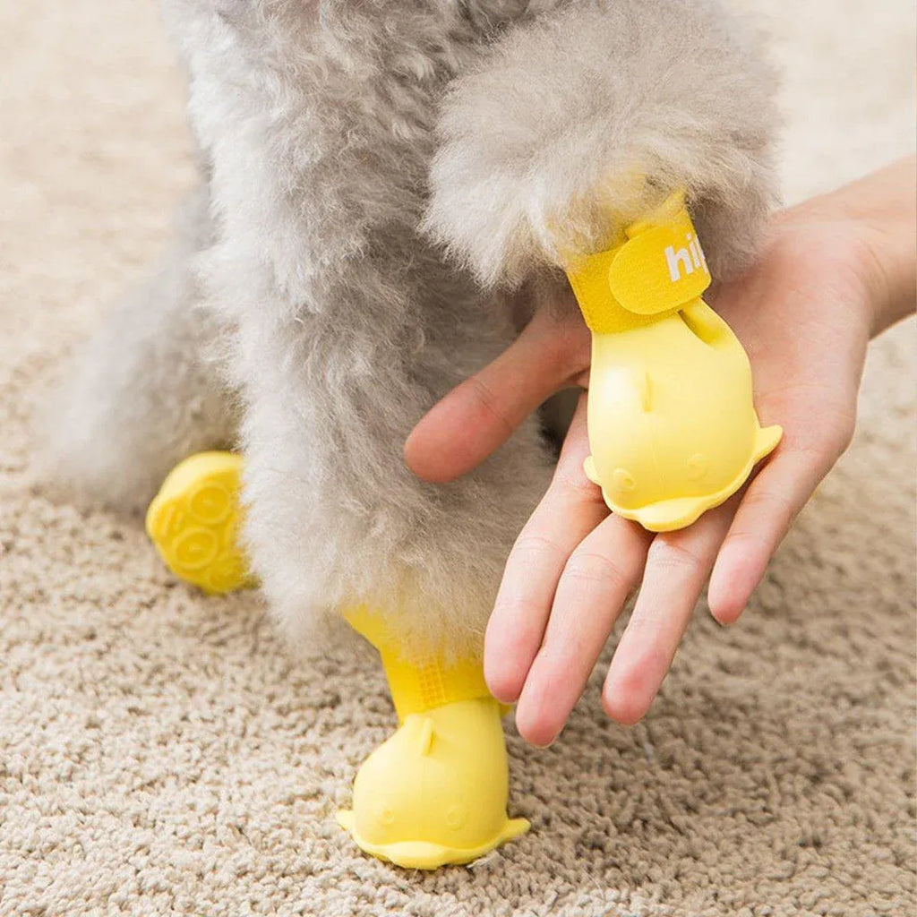 4pcs Cartoon Pet Rain Boots Waterproof Non-Slip Wear-Resistant Shoes for Dogs - Blue - L