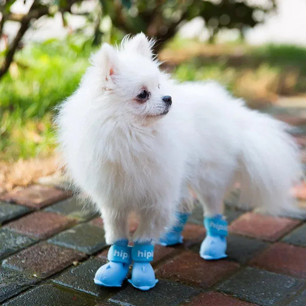 4pcs Cartoon Pet Rain Boots Waterproof Non-Slip Wear-Resistant Shoes for Dogs - Pink - L