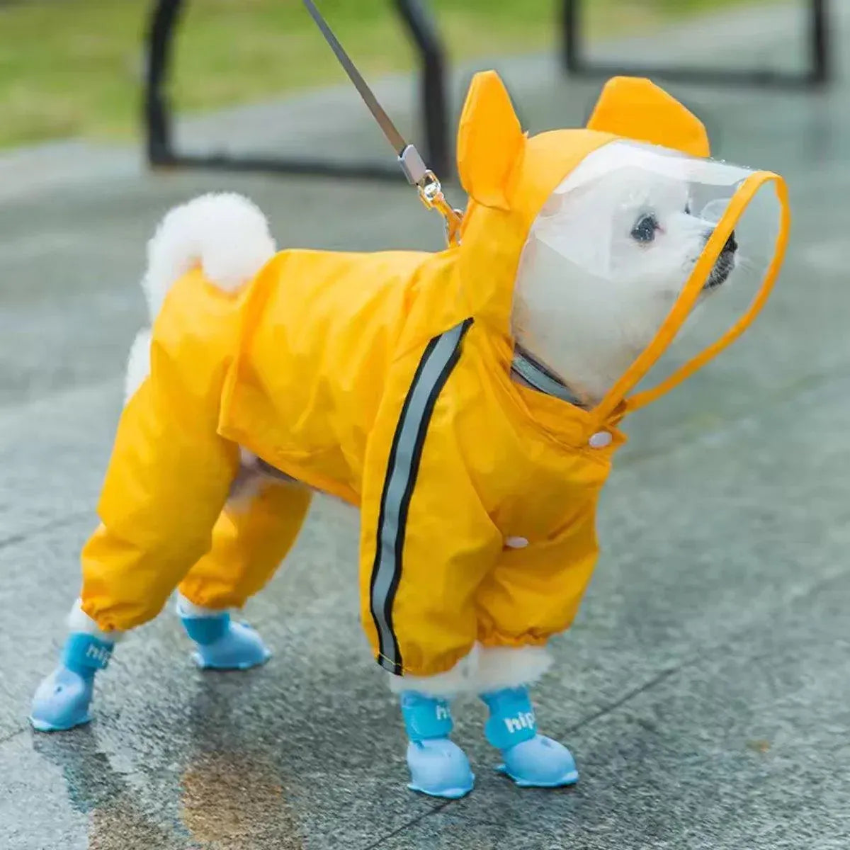 4pcs Cartoon Pet Rain Boots Waterproof Non-Slip Wear-Resistant Shoes for Dogs - Pink - L