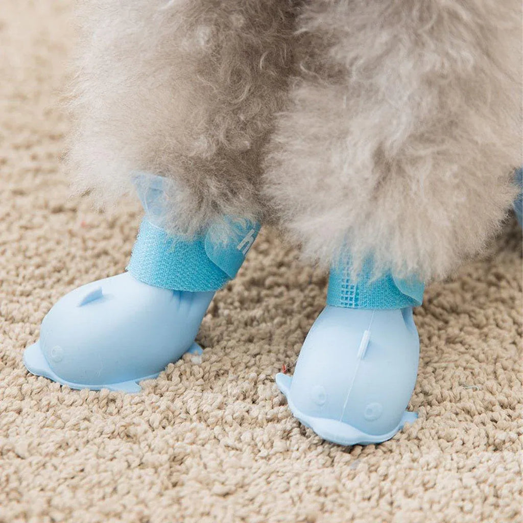 4pcs Cartoon Pet Rain Boots Waterproof Non-Slip Wear-Resistant Shoes for Dogs - Pink - L