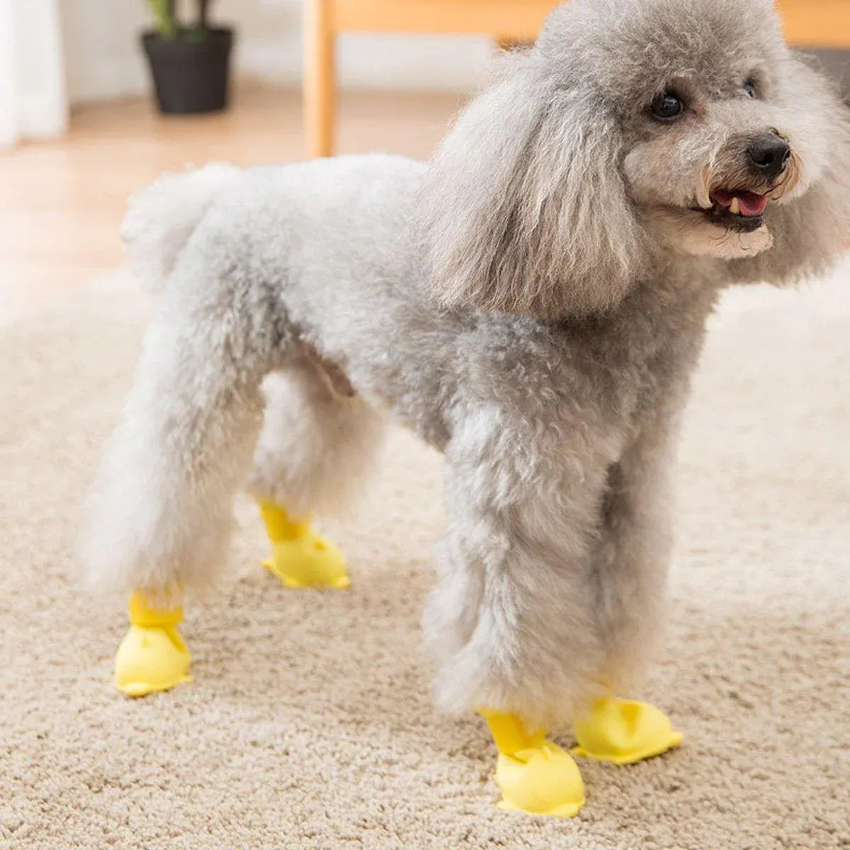 4pcs Cartoon Pet Rain Boots Waterproof Non-Slip Wear-Resistant Shoes for Dogs - Pink - L