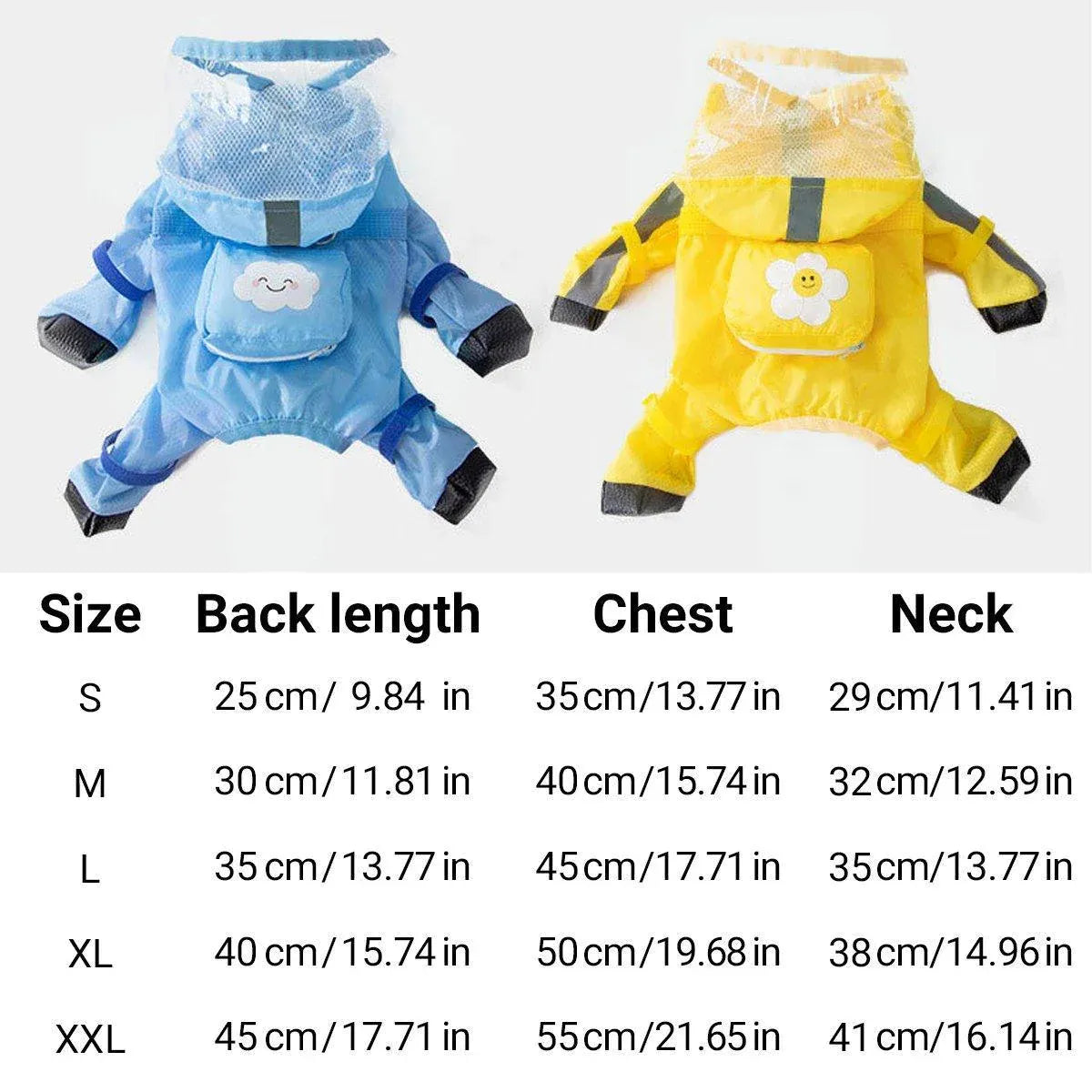 Waterproof Dog Raincoat with Feet Full Coverage Pet Rainy Clothes for Small Dogs - Blue - XXL