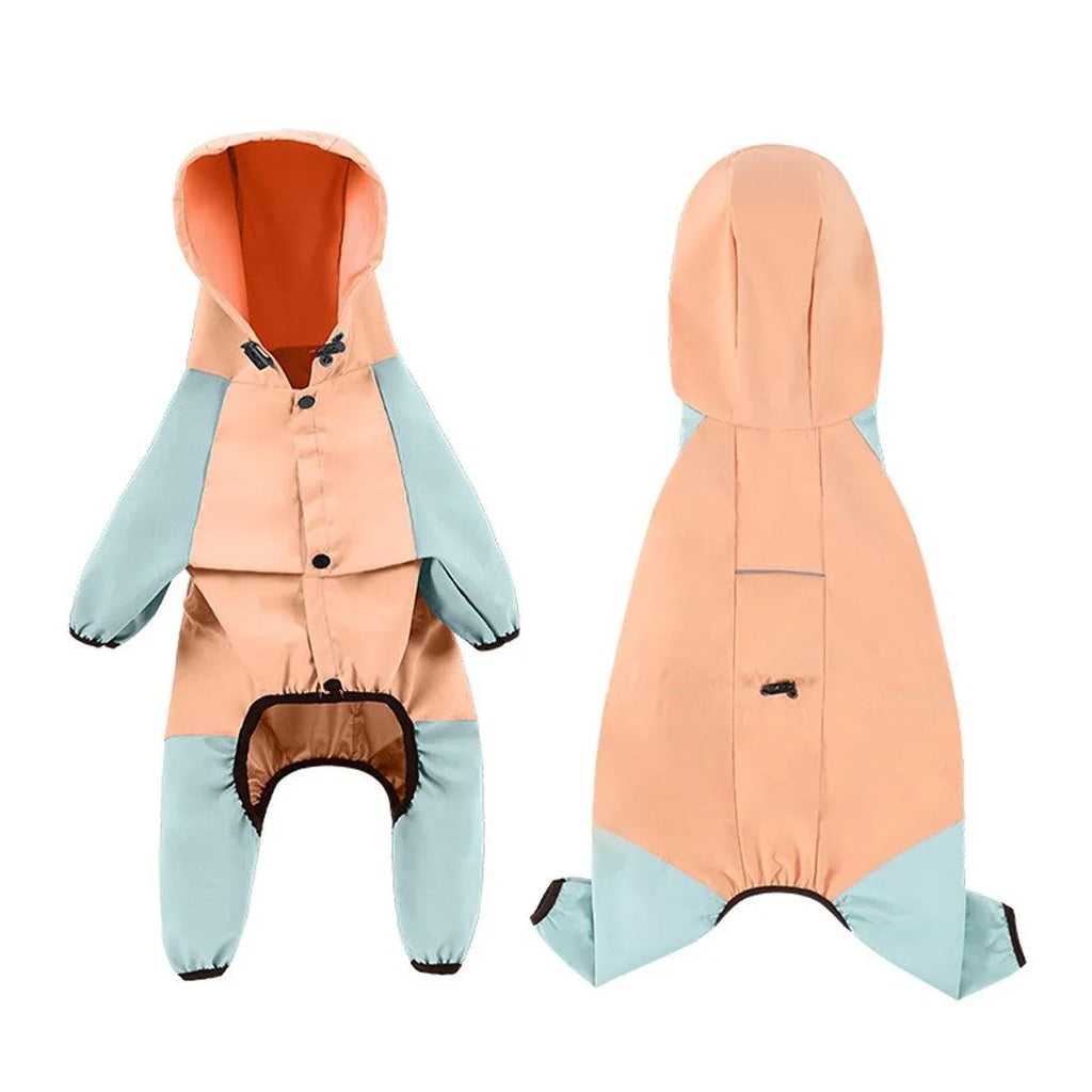 Waterproof Four Foot Dog Raincoat for Small Medium Large Dogs Pet Rainy Day Coat - Light Gray+Dark Grey - XXL