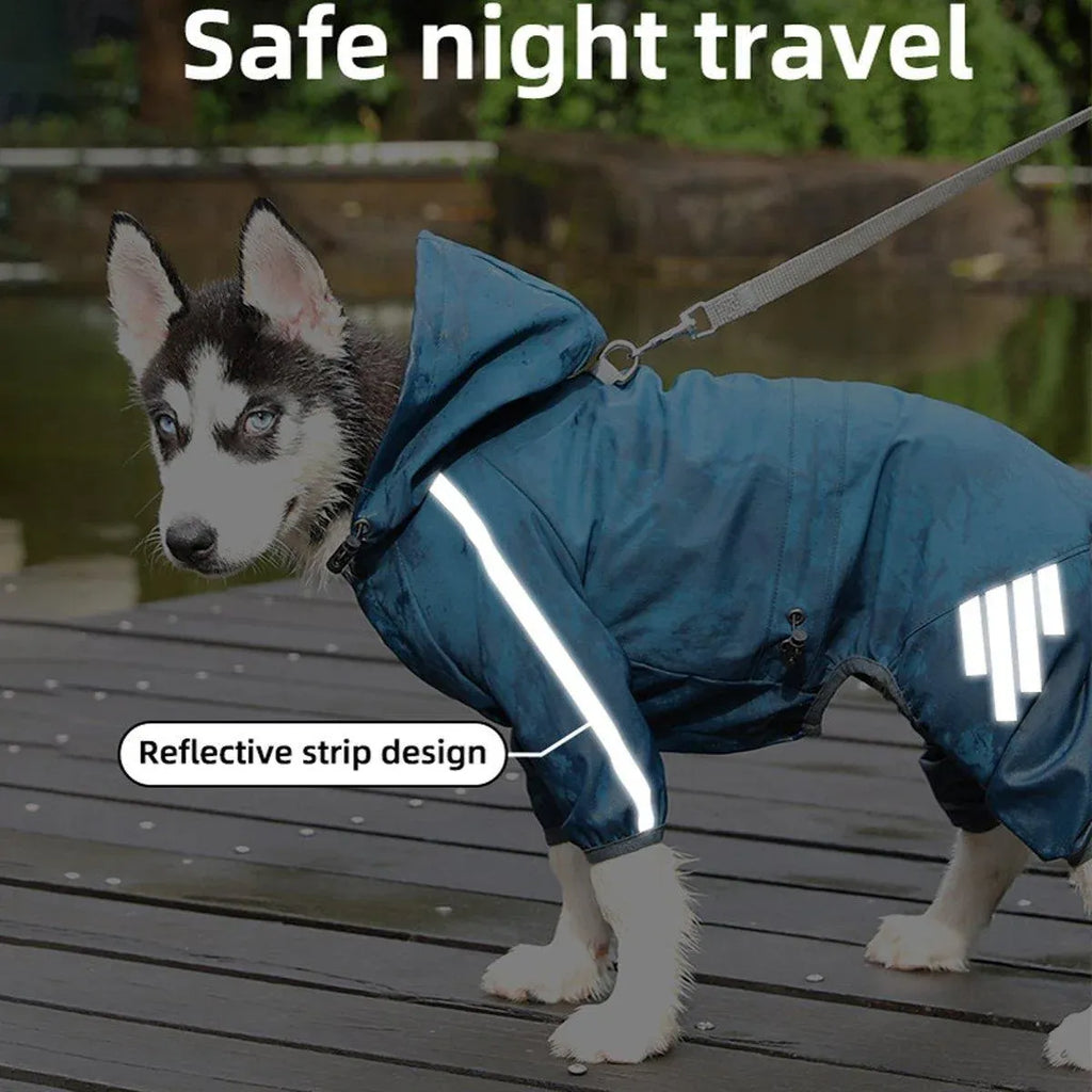 Waterproof Four Corner Pet Raincoats In Large Medium And Small Sizes Are Suitable For Dogs - Blue - XL