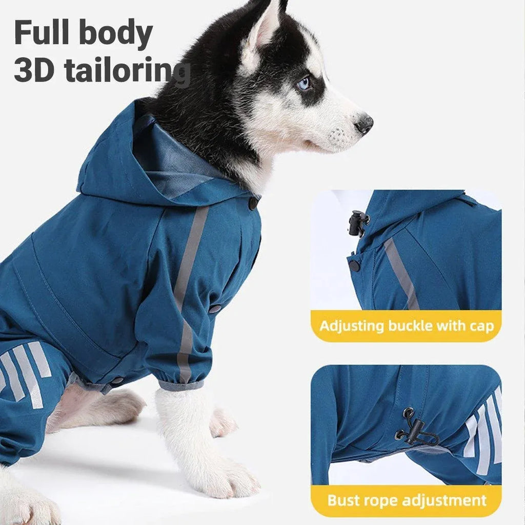 Waterproof Four Corner Pet Raincoats In Large Medium And Small Sizes Are Suitable For Dogs - Blue - XL