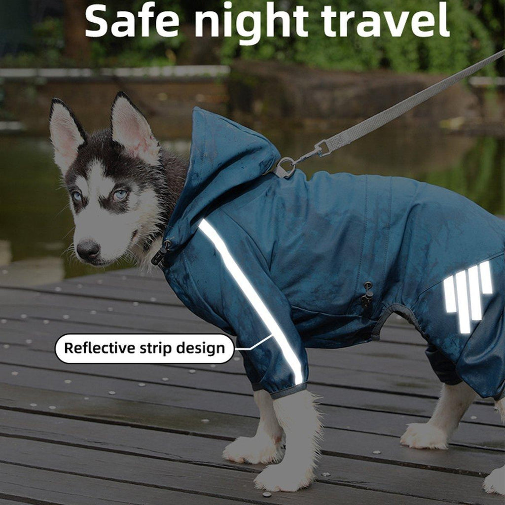 Waterproof Four Corner Pet Raincoats In Large Medium And Small Sizes Are Suitable For Dogs - Blue - XXL