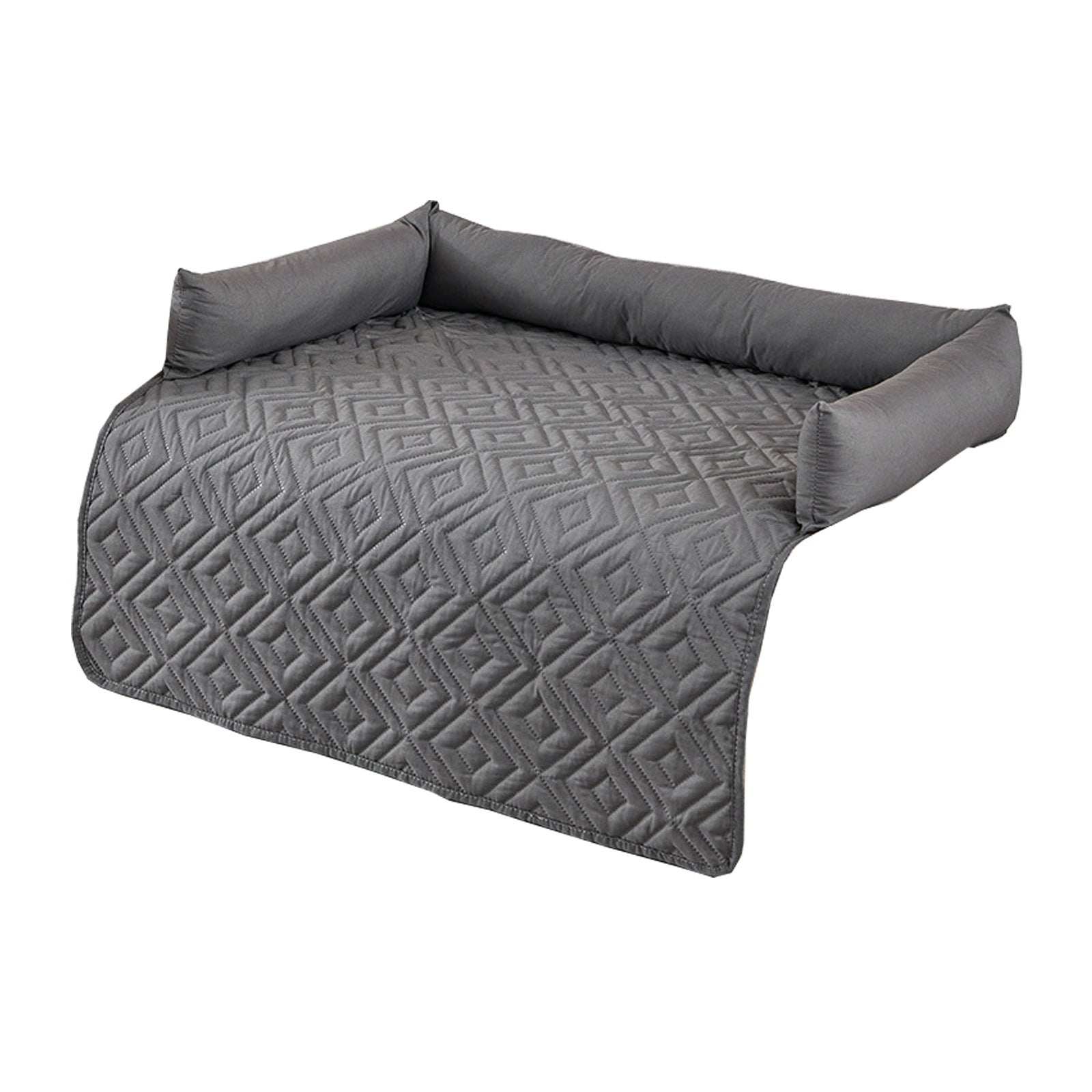 75*75CM Grey Waterproof & Scratch-Resistant Pet Sofa Protector Mat with Pillow | Cat & Dog Bed, Washable, All-Season