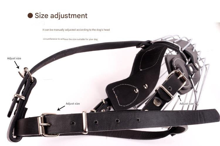 Black Metal Basket Dog Muzzle - Anti-Bite & Anti-Barking - M