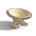Yellow Foldable Elevated Pet Bowl Set - Tilted Ergonomic Cat Feeder with Aluminum Stand & Silicone Bowl