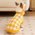 Classic Argyle Dog Sweater - Yellow & White Knit for Corgis & Medium Breeds (Size : M)