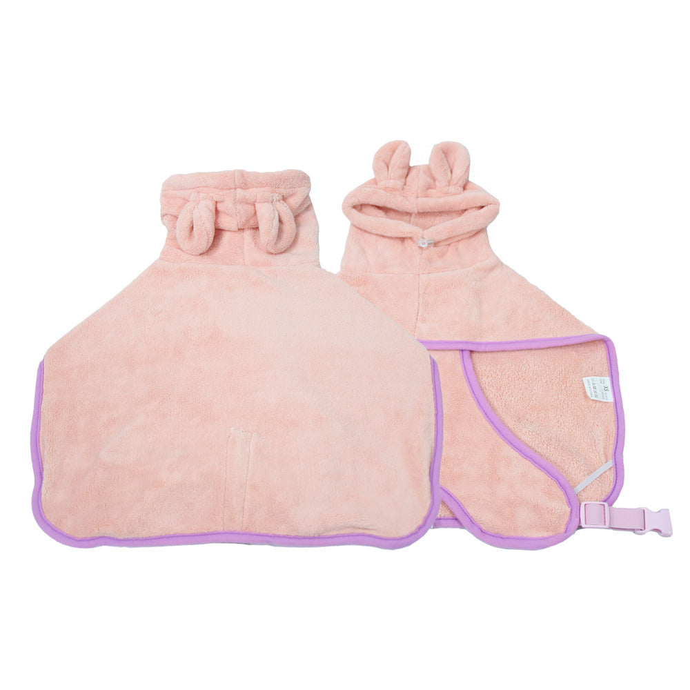 Pink Hooded Dog Bathrobe - Super Absorbent, Adjustable Fit, Cozy Pet Towel (Size : M)