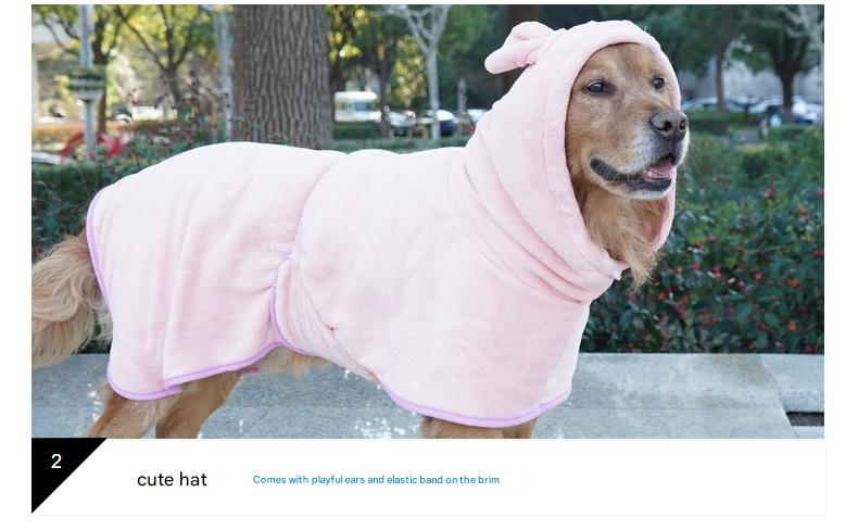 Pink Hooded Dog Bathrobe - Super Absorbent, Adjustable Fit, Cozy Pet Towel (Size : L)