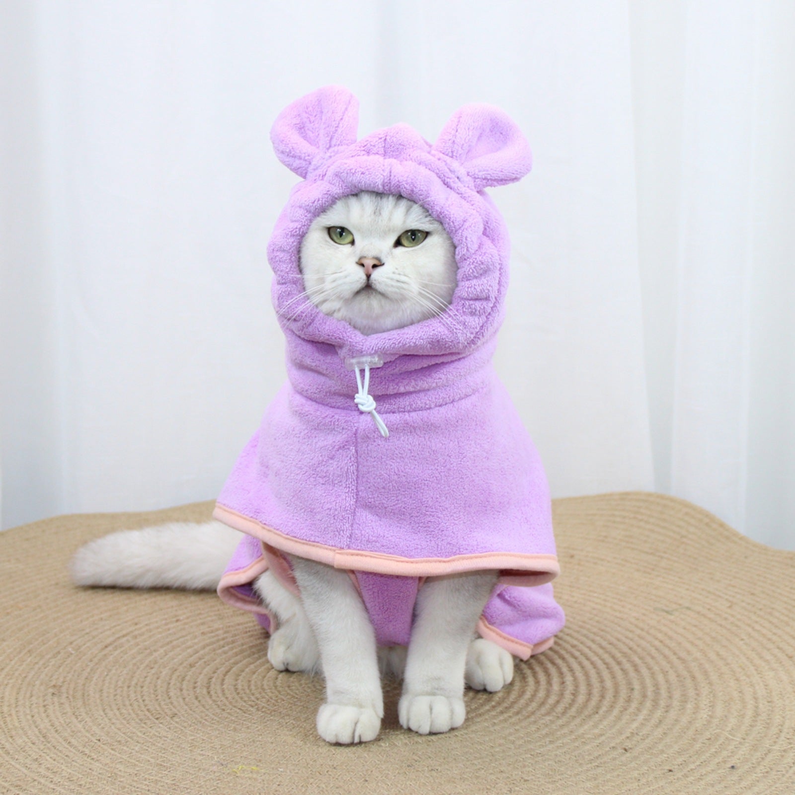 Purple Hooded Dog Bathrobe - Super Absorbent, Adjustable Fit, Cozy Pet Towel (Size : S)