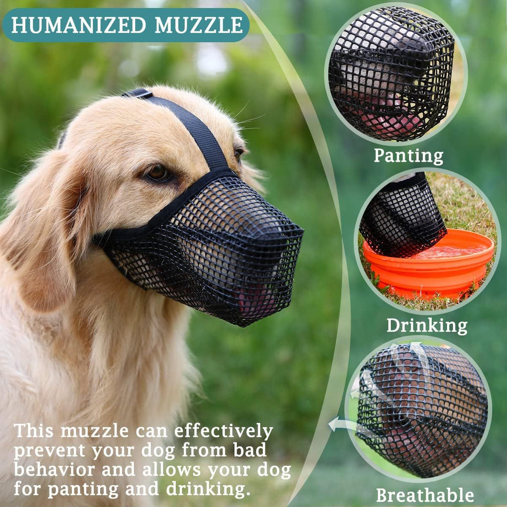 2 Pcs Size L Grey Breathable Mesh Dog Muzzle - Anti-Barking, Biting & Chewing - Adjustable & Comfortable Nylon Muzzle for Dogs