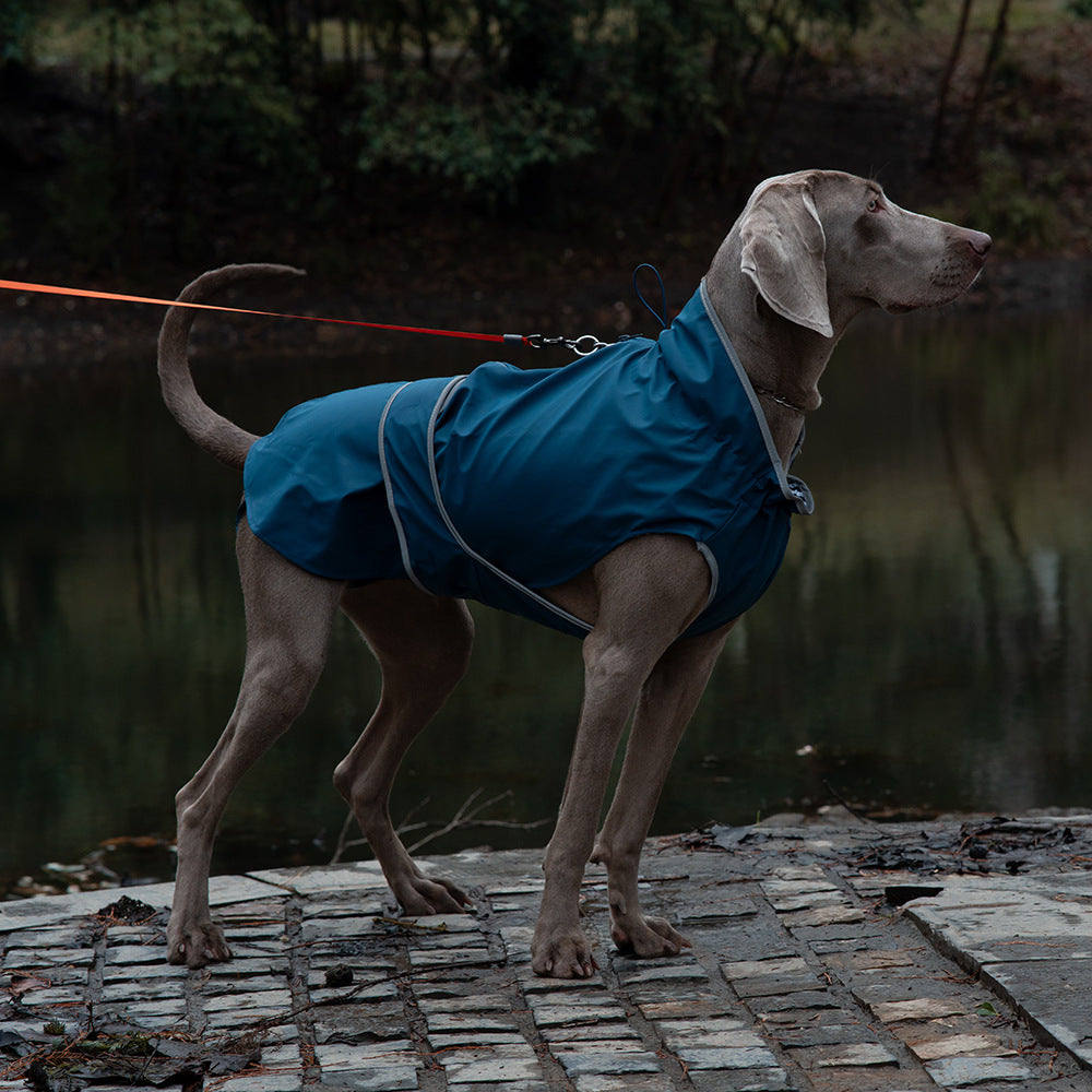 40# Blue Waterproof Reflective Dog Raincoat for Small to Large Dogs