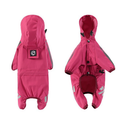 L Pink And Gray Trim Waterproof Four-Legged Dog Raincoat with Leash Hole for Small Breeds