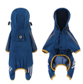 S Blue And Gray Trim Waterproof Four-Legged Dog Raincoat with Leash Hole for Small Breeds