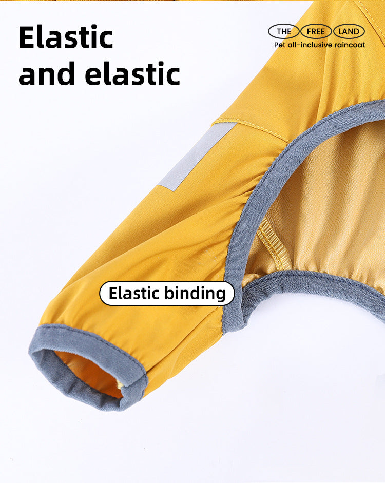 L Purple And Gray Trim Waterproof Four-Legged Dog Raincoat with Leash Hole for Small Breeds