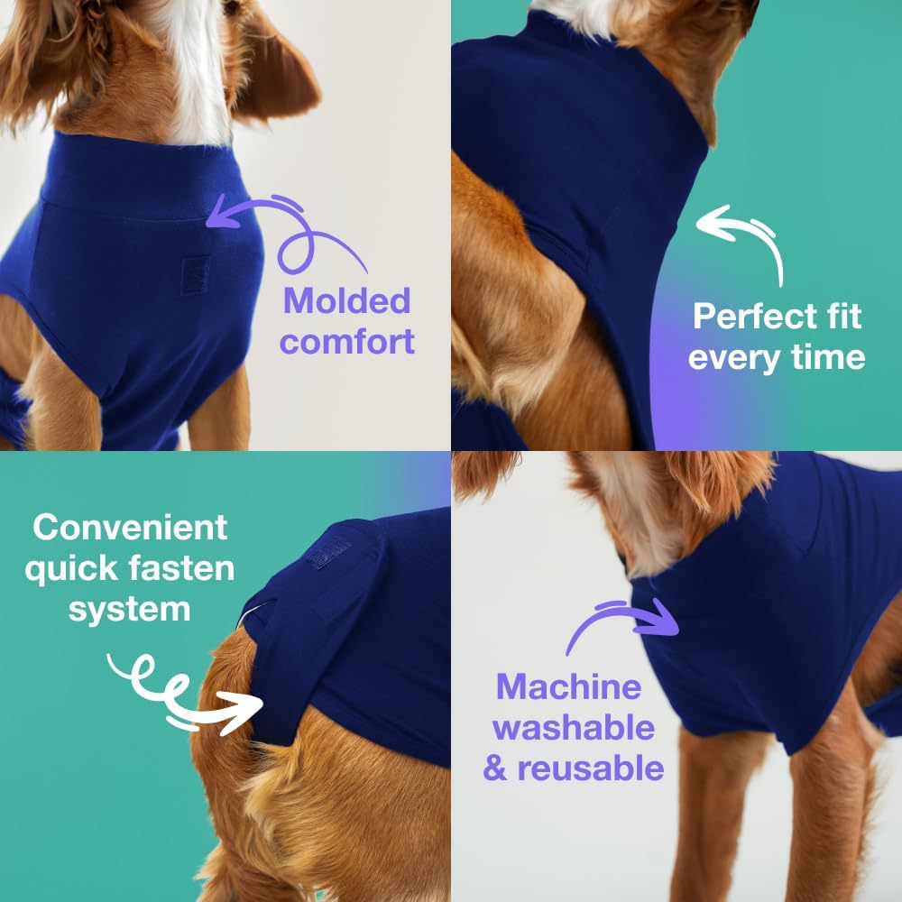 S/M Blue Premium Pet Physiological Suit - Comfortable & Breathable Bamboo Modal Recovery Suit