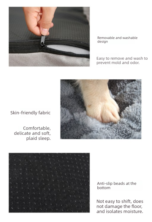 Thickened Soft Pet Bed Mat M Size Grey Comfortable Dog Sleeping Pad Washable Cushion for Medium Dogs and Cats All Season Home Decor
