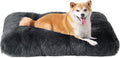 Luxury Long Plush Pet Bed Mat Faux Fur Crate Pad 110x75cm Dark Grey XXL Soft Warm Cushion for Giant Dogs