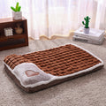 Thickened Pet Sofa Bed XXL Size 100x70cm Coffee Dog Mat with Integrated Pillow Soft Washable Sleeping Pad for Dogs and Cats All Season Comfort
