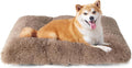 Luxury Long Plush Pet Bed Mat Faux Fur Crate Pad 55x40cm Brown Soft Warm Cushion for Dogs & Cats