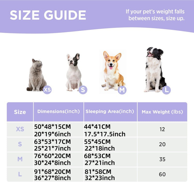50x48x15 CM Cute Square Plush Pet Bed with Removable Cover & 5 Bolsters Support - Blue Sky and White Clouds Machine Washable Calming Dog & Cat Sofa