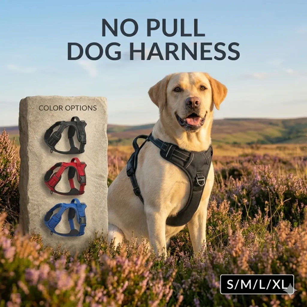No-Pull Dog Harness Vest – Reflective, Adjustable Fit, S to XL